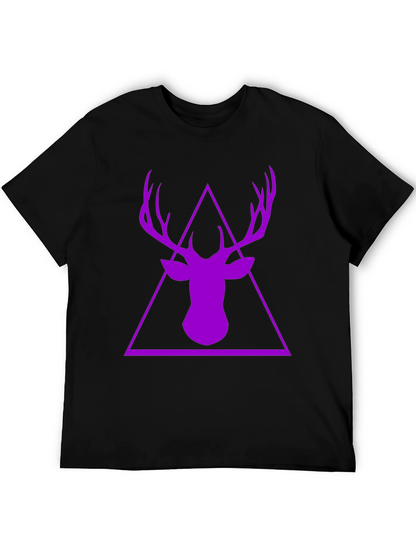 Purple Deer Triangle Graphic Black T-Shirt
