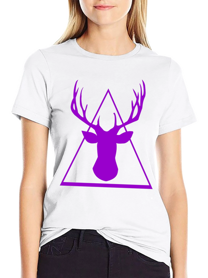 Purple Deer Triangle Graphic Black T-Shirt