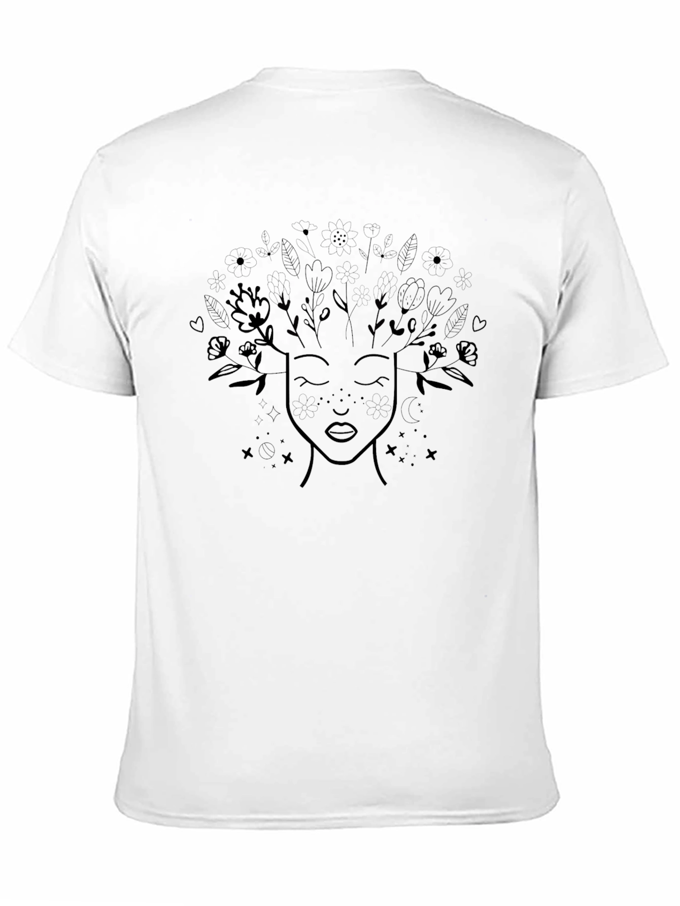 Black T-Shirt with Floral Mind Design