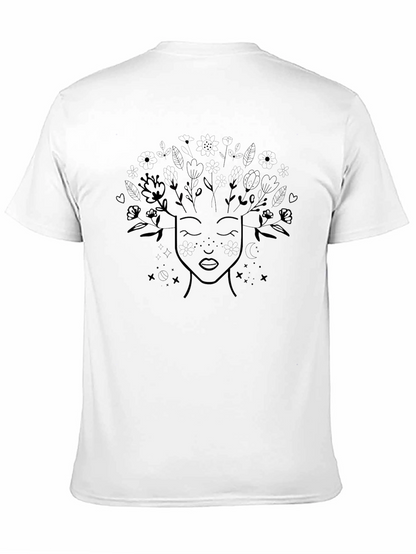Black T-Shirt with Floral Mind Design