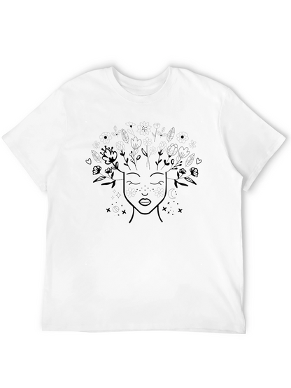 Black T-Shirt with Floral Mind Design
