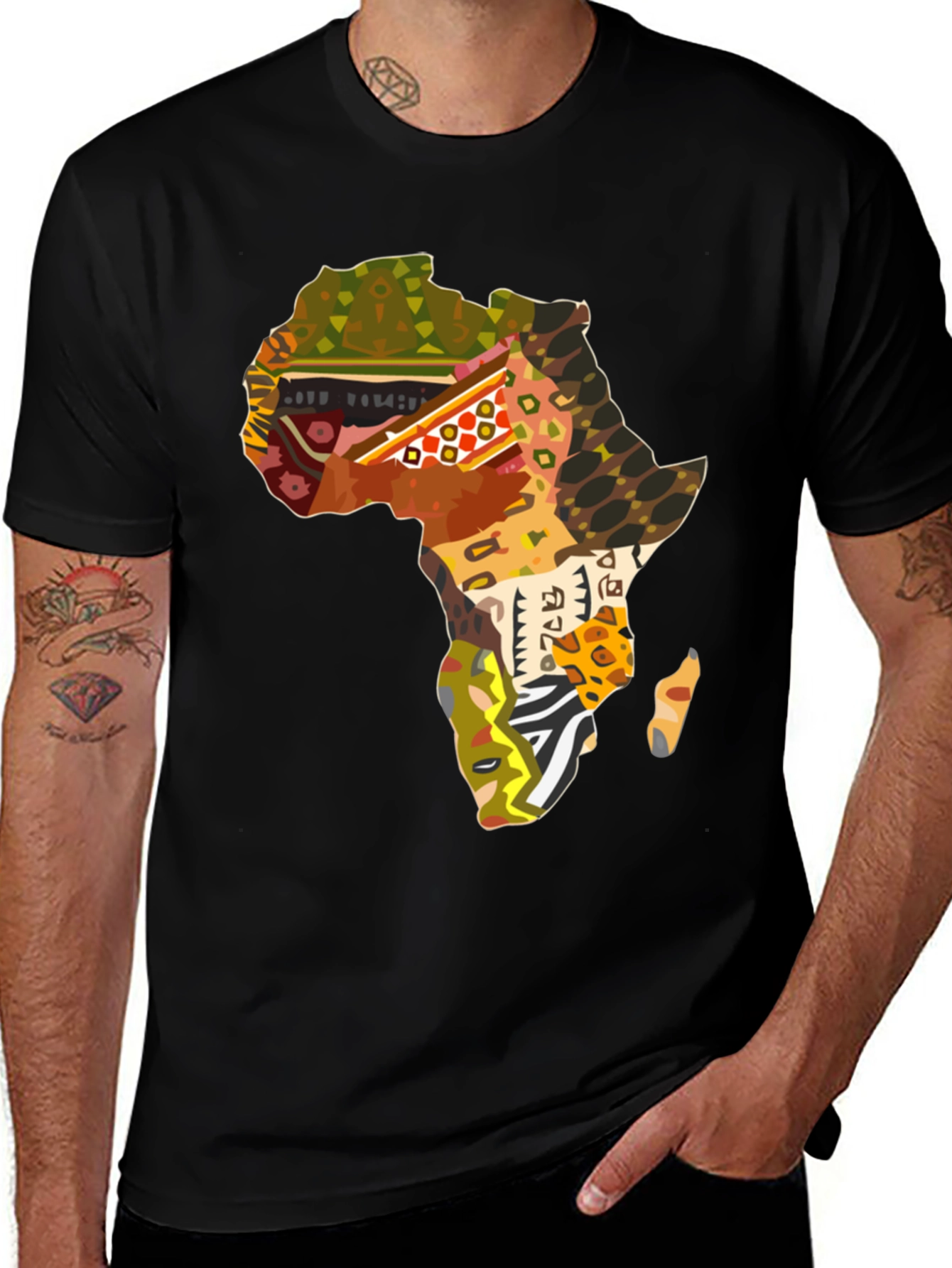 Africa Map Print Black T-Shirt