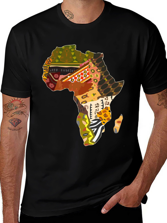 Africa Map Print Black T-Shirt