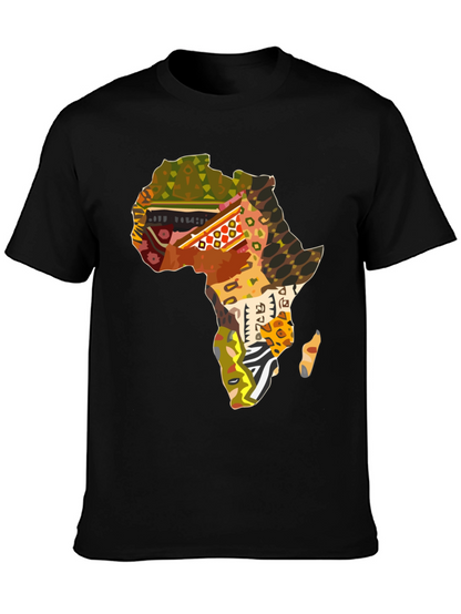 Africa Map Print Black T-Shirt