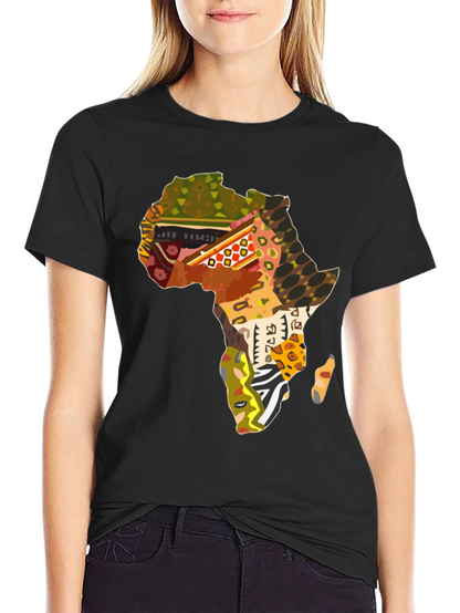 Africa Map Print Black T-Shirt