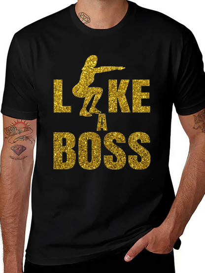 Squat Like A Boss Gold Glitter Graphic Tee