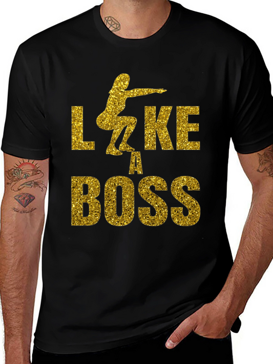 Squat Like A Boss Gold Glitter Graphic Tee