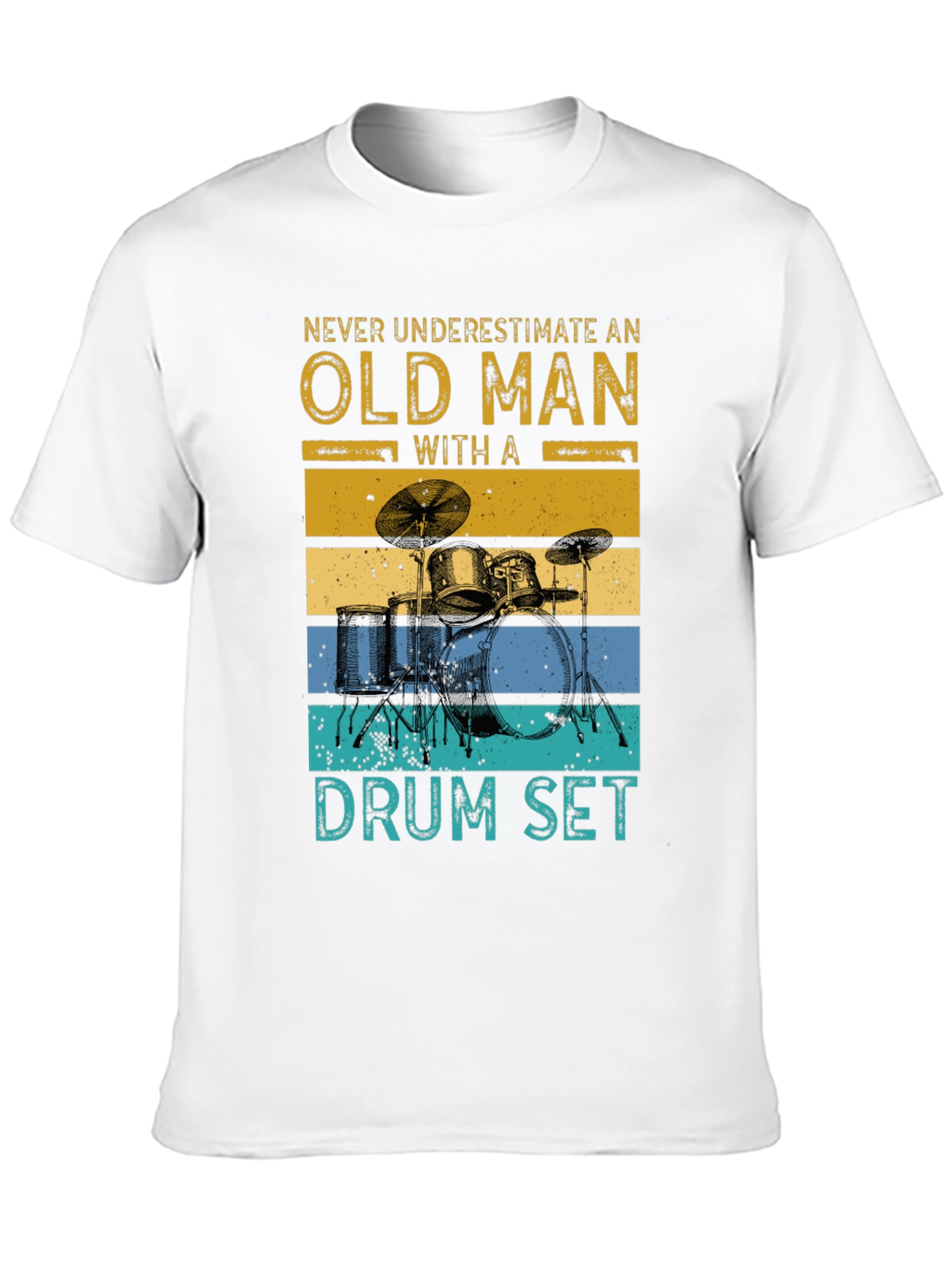 Old Man Drum Set Graphic Tee - Black