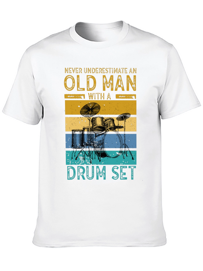 Old Man Drum Set Graphic Tee - Black