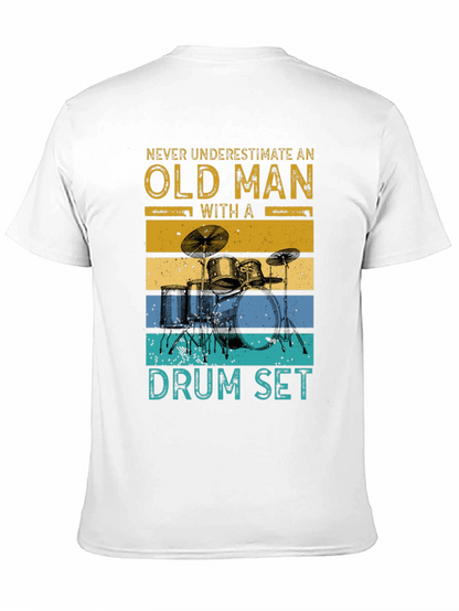 Old Man Drum Set Graphic Tee - Black