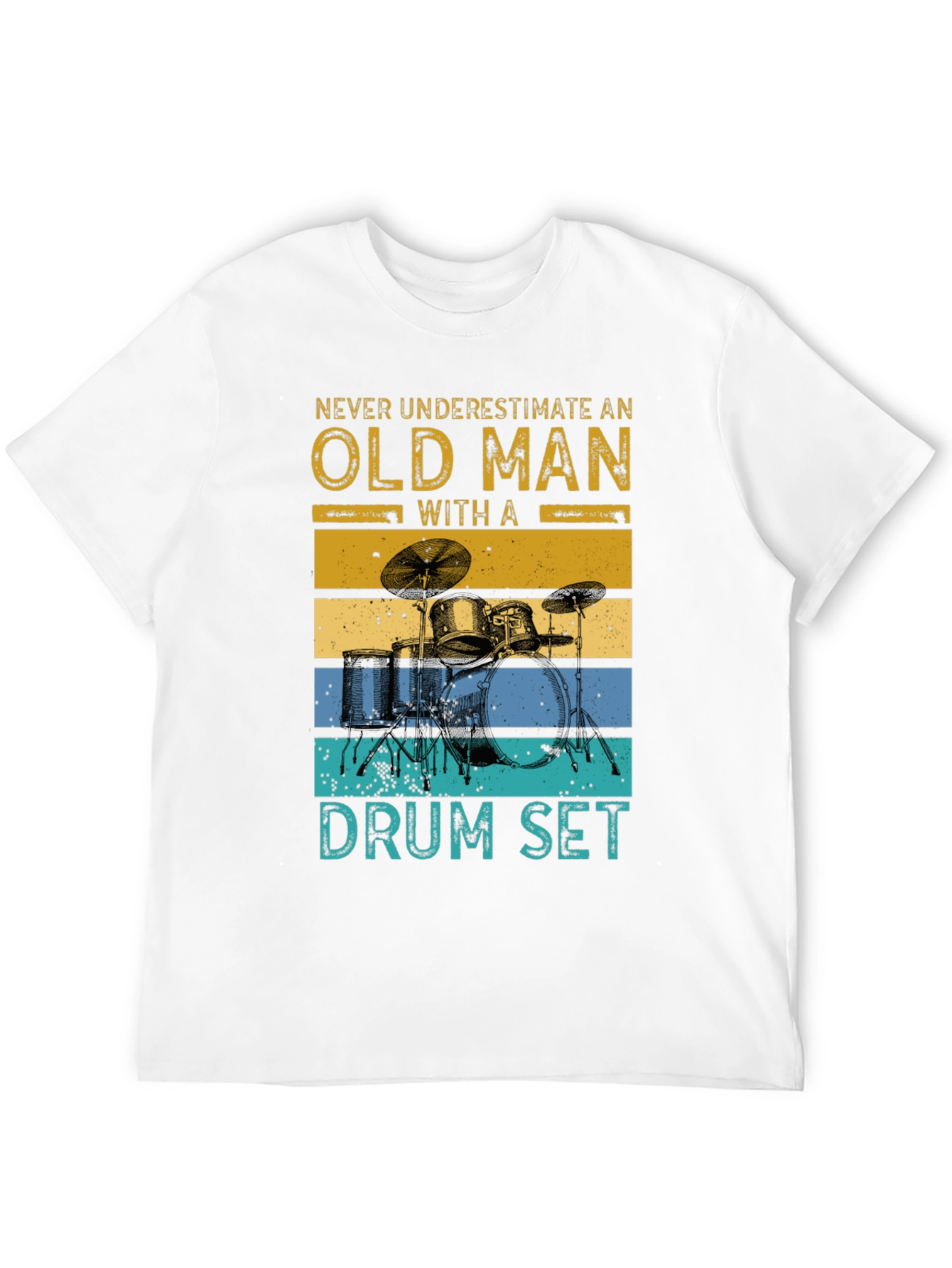Old Man Drum Set Graphic Tee - Black