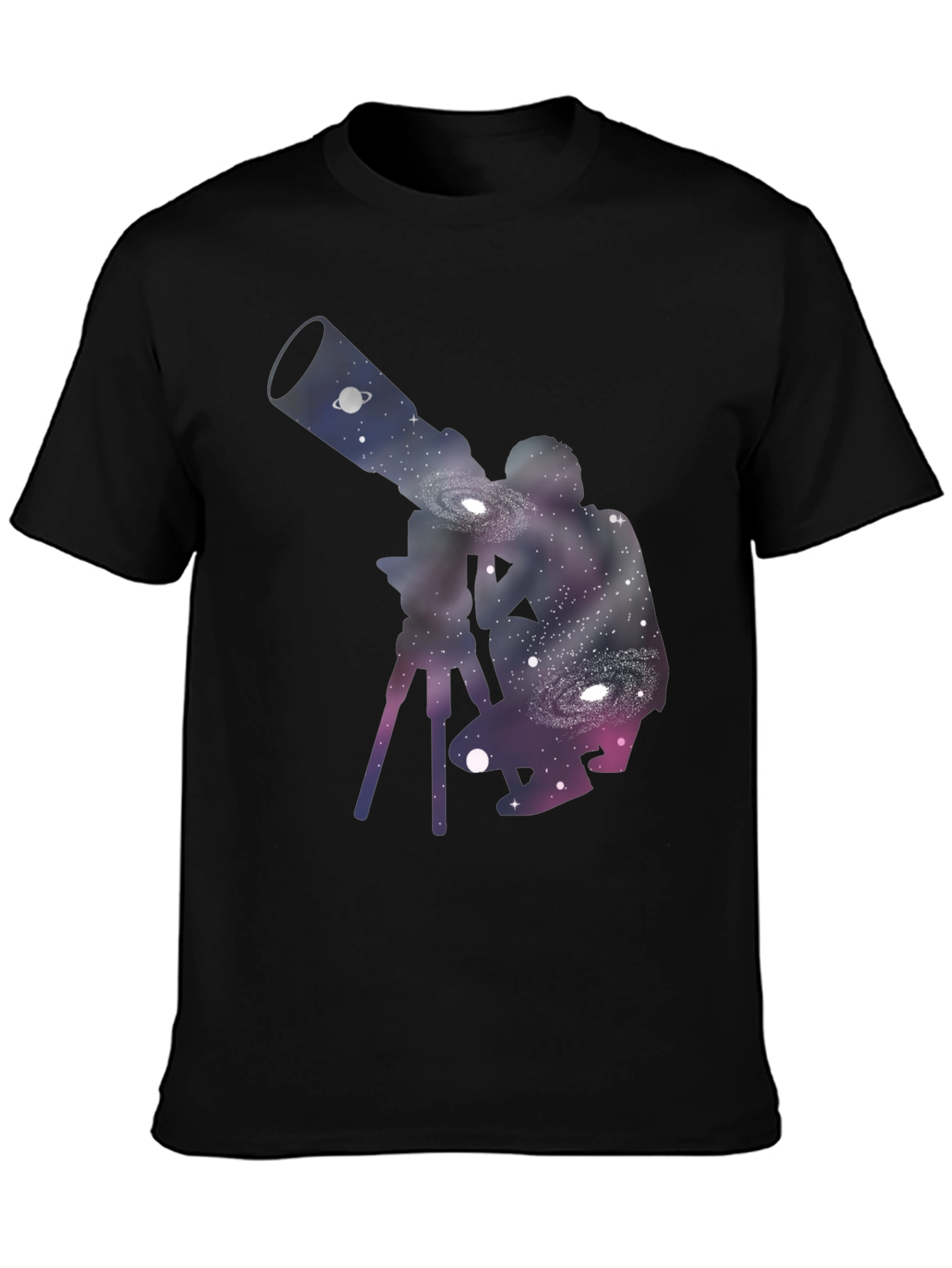 Galaxy Telescope Black T-Shirt - Stargazing Apparel