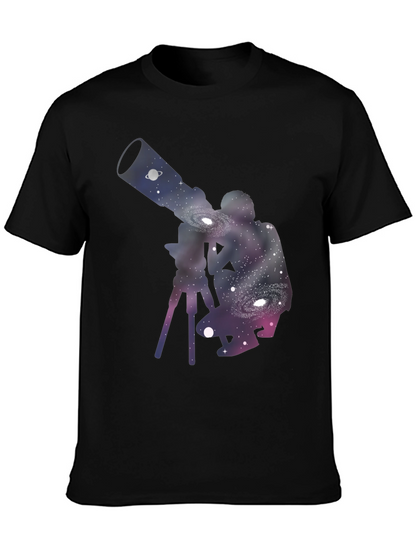 Galaxy Telescope Black T-Shirt - Stargazing Apparel