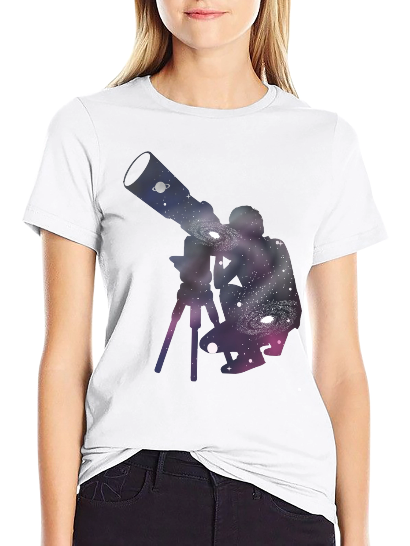 Galaxy Telescope Black T-Shirt - Stargazing Apparel