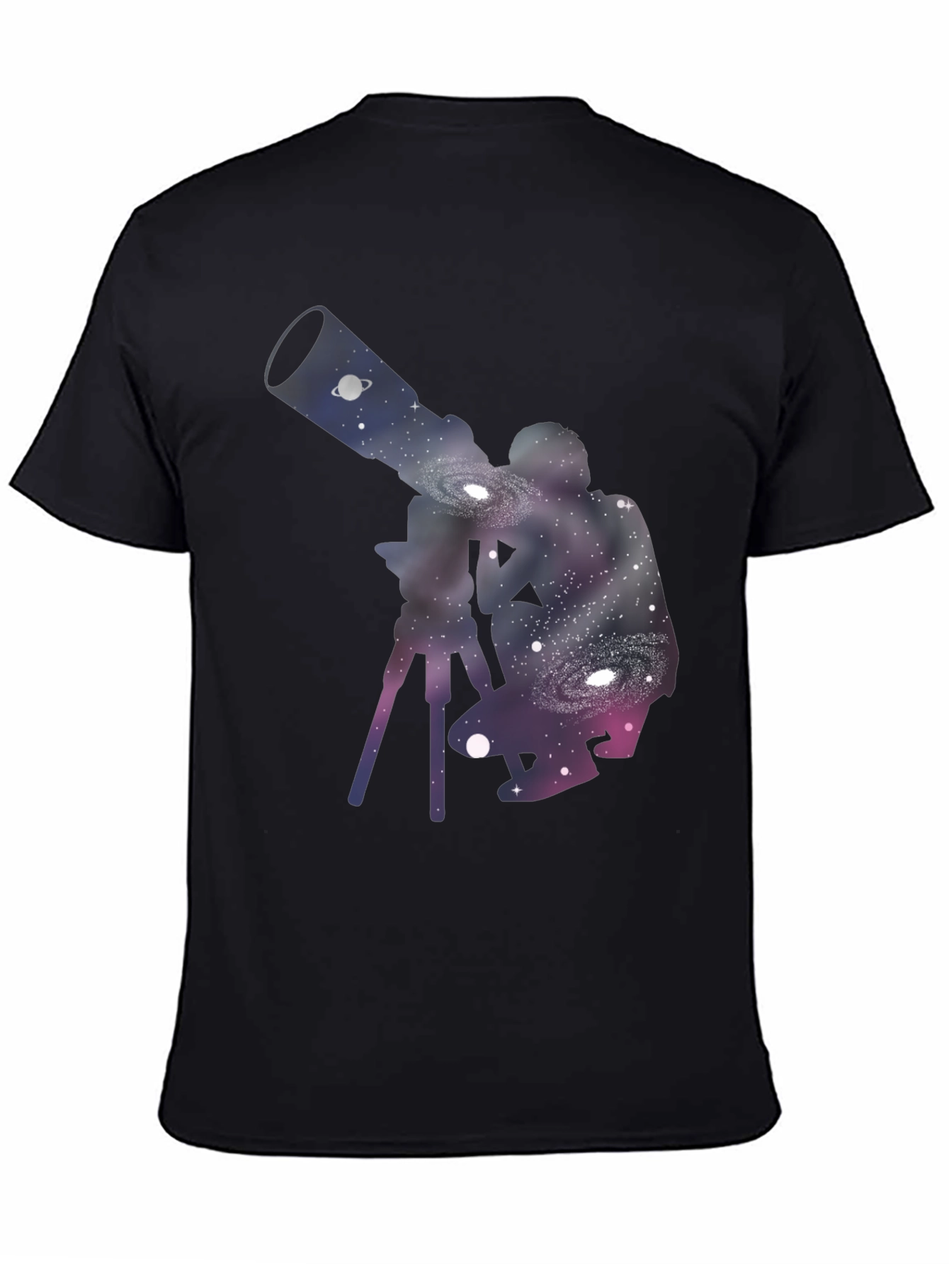 Galaxy Telescope Black T-Shirt - Stargazing Apparel