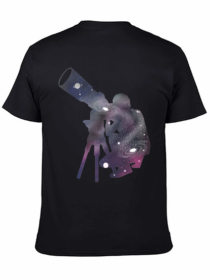 Galaxy Telescope Black T-Shirt - Stargazing Apparel