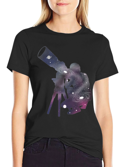 Galaxy Telescope Black T-Shirt - Stargazing Apparel