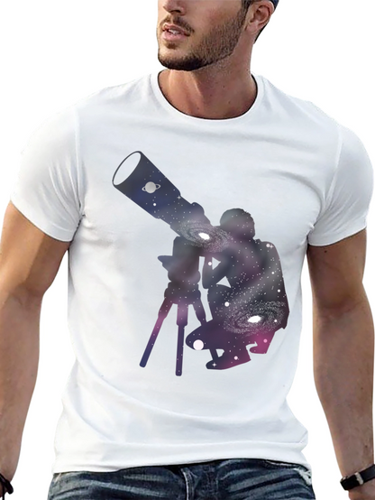 Galaxy Telescope Black T-Shirt - Stargazing Apparel
