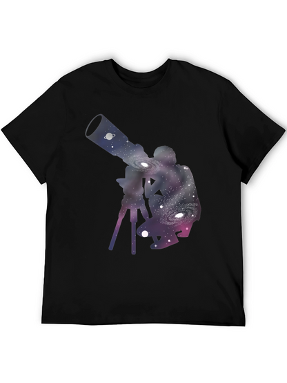 Galaxy Telescope Black T-Shirt - Stargazing Apparel