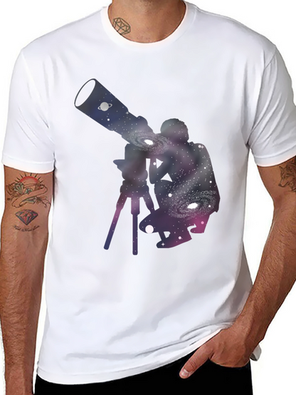 Galaxy Telescope Black T-Shirt - Stargazing Apparel