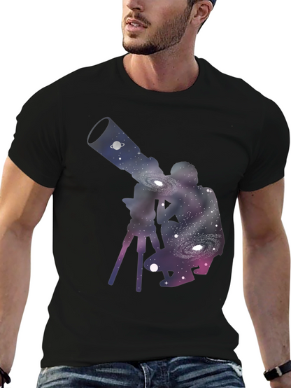Galaxy Telescope Black T-Shirt - Stargazing Apparel