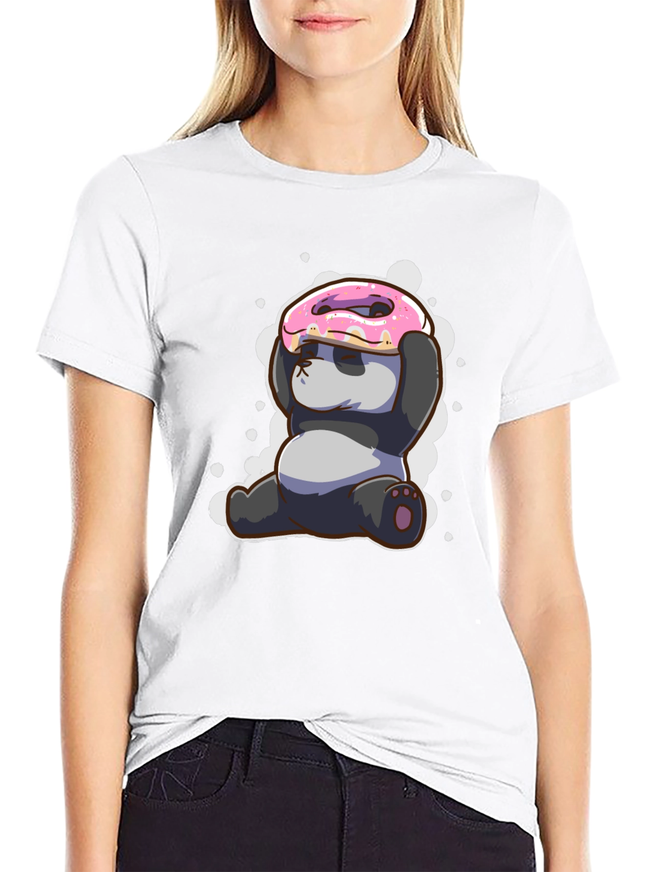 Funny Panda Donut T-Shirt - Cute Cartoon Tee
