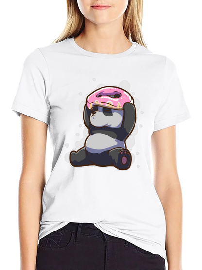 Funny Panda Donut T-Shirt - Cute Cartoon Tee