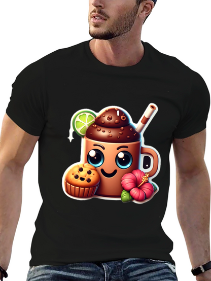 Fun Graphic Tee: Kawaii Coffee & Muffin