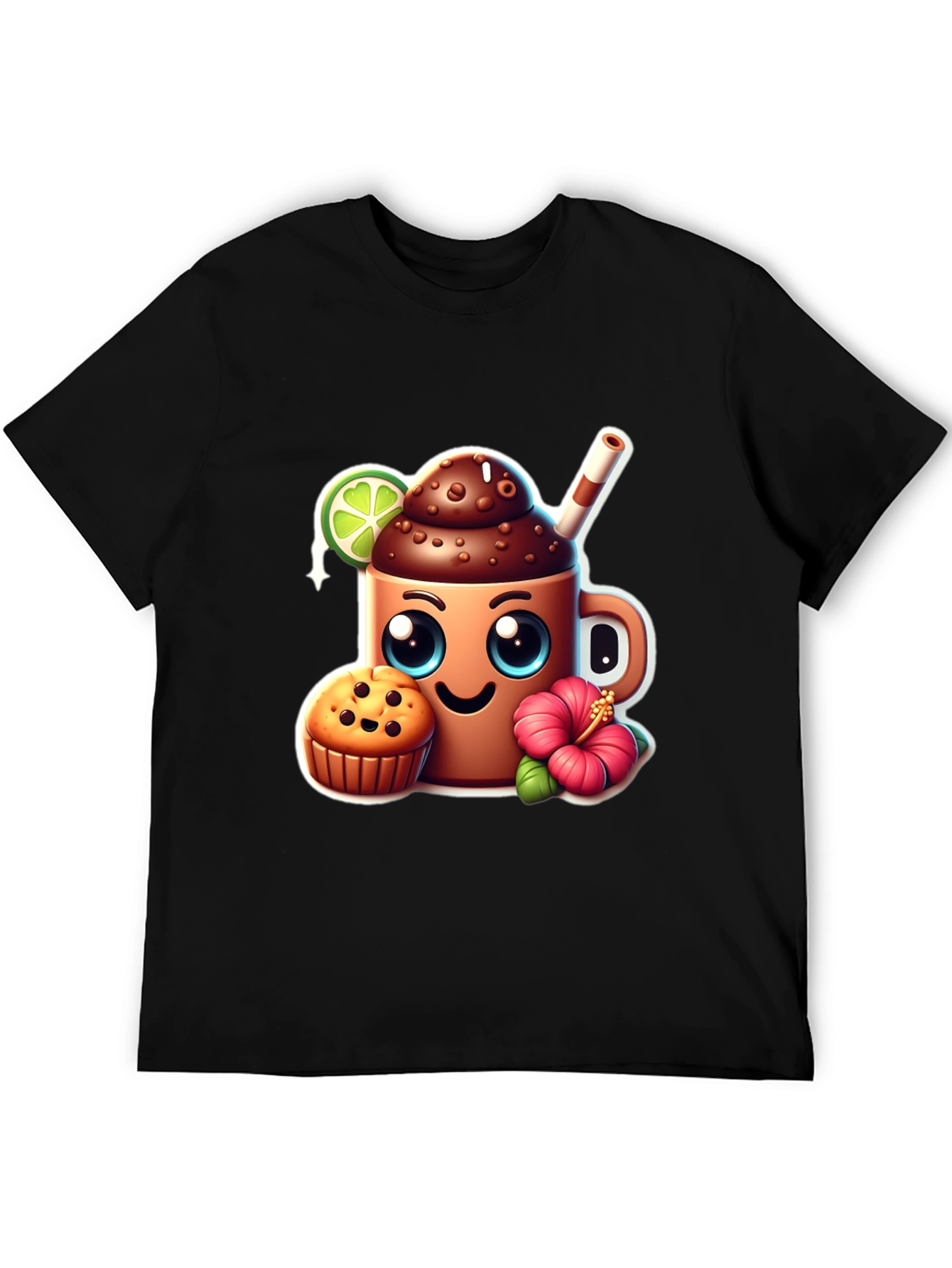 Fun Graphic Tee: Kawaii Coffee & Muffin