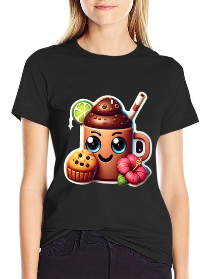 Fun Graphic Tee: Kawaii Coffee & Muffin