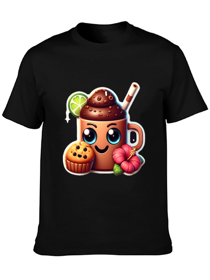 Fun Graphic Tee: Kawaii Coffee & Muffin