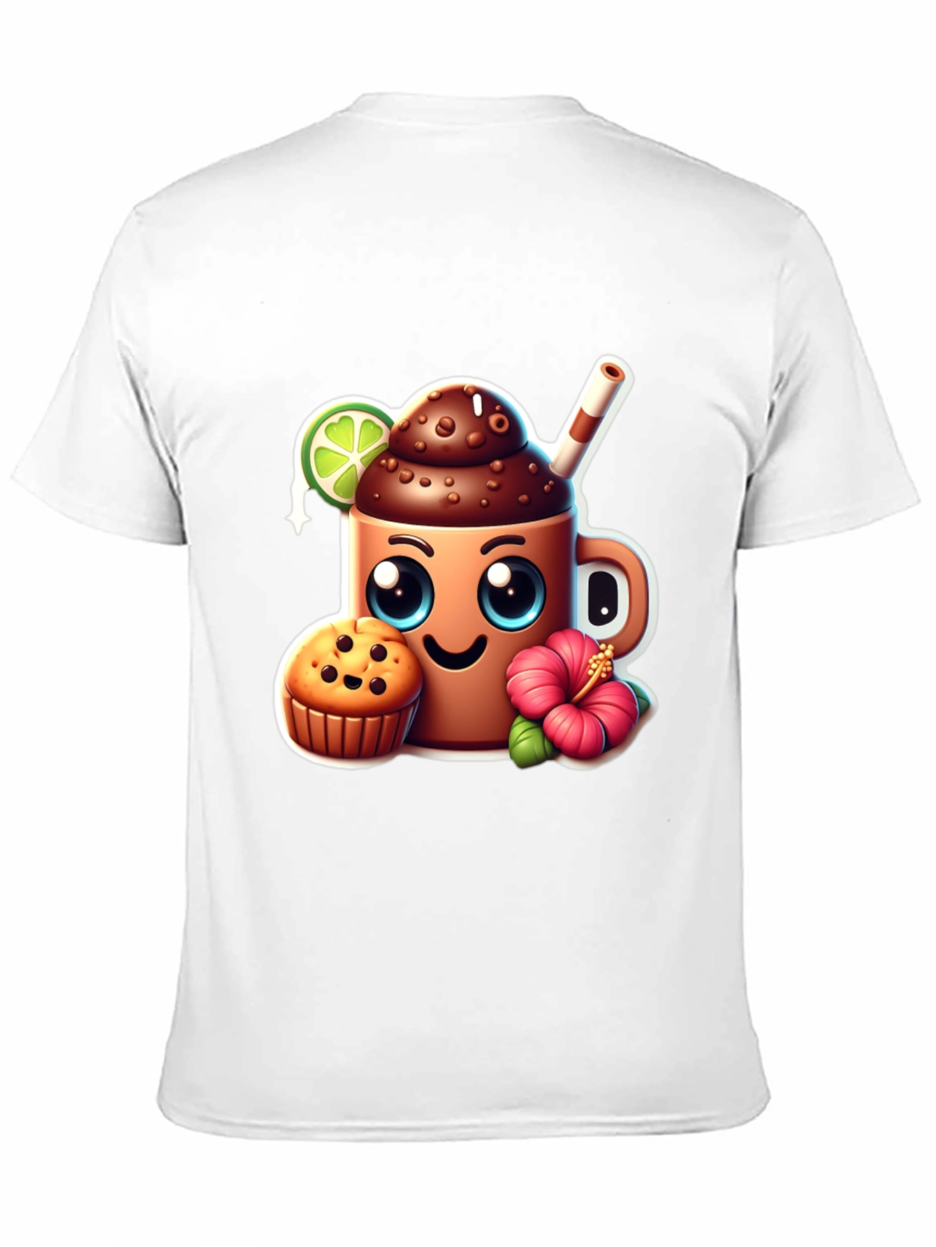 Fun Graphic Tee: Kawaii Coffee & Muffin