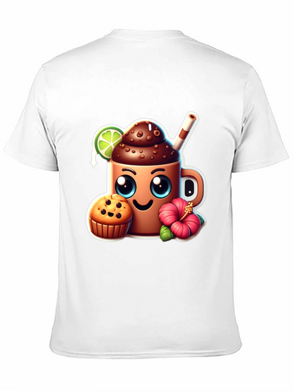 Fun Graphic Tee: Kawaii Coffee & Muffin