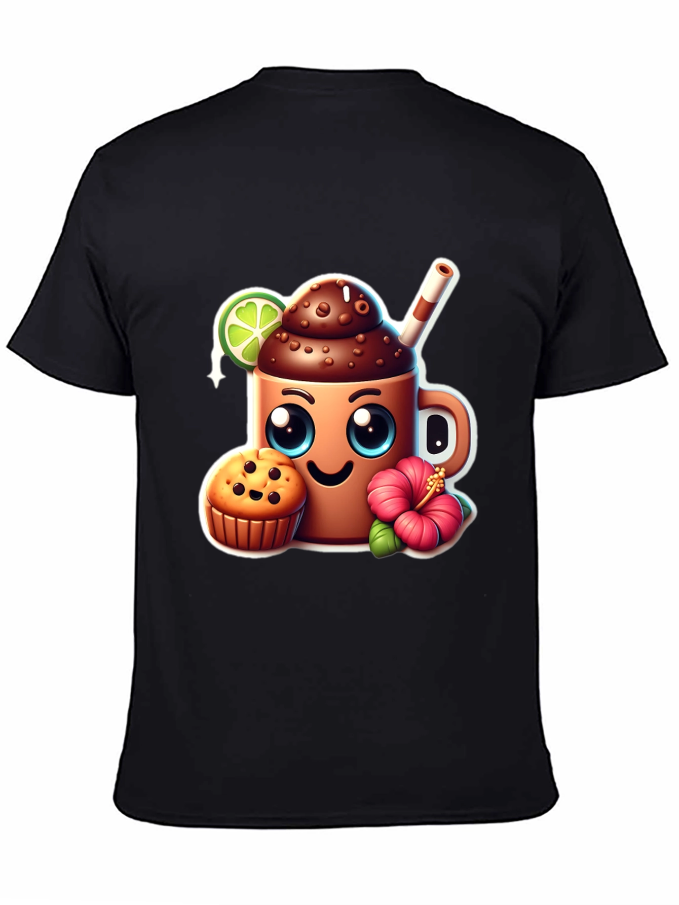 Fun Graphic Tee: Kawaii Coffee & Muffin