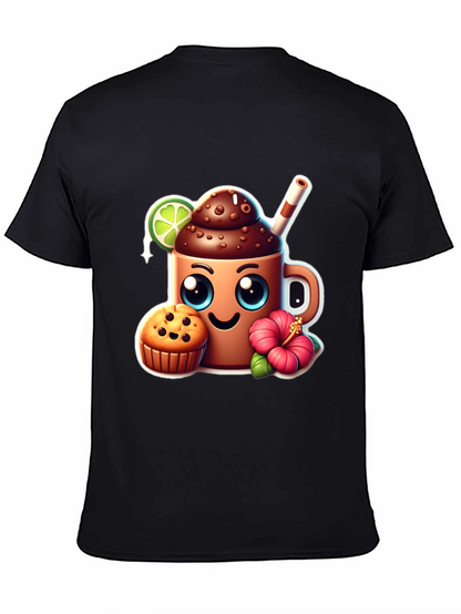 Fun Graphic Tee: Kawaii Coffee & Muffin