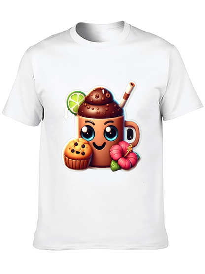 Fun Graphic Tee: Kawaii Coffee & Muffin