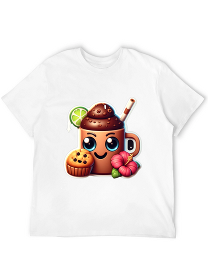Fun Graphic Tee: Kawaii Coffee & Muffin