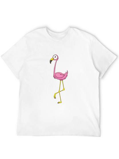 Black Tee with Cartoon Flamingo Design