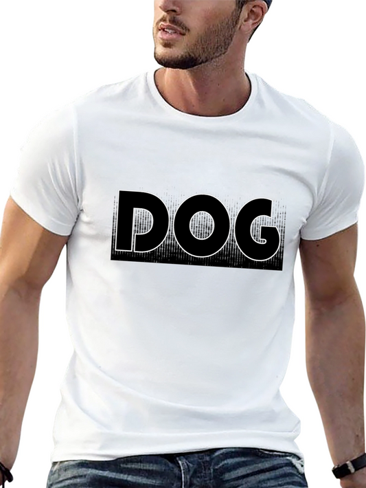 Dog Outline Black T-Shirt - Classic Crew Neck Tee