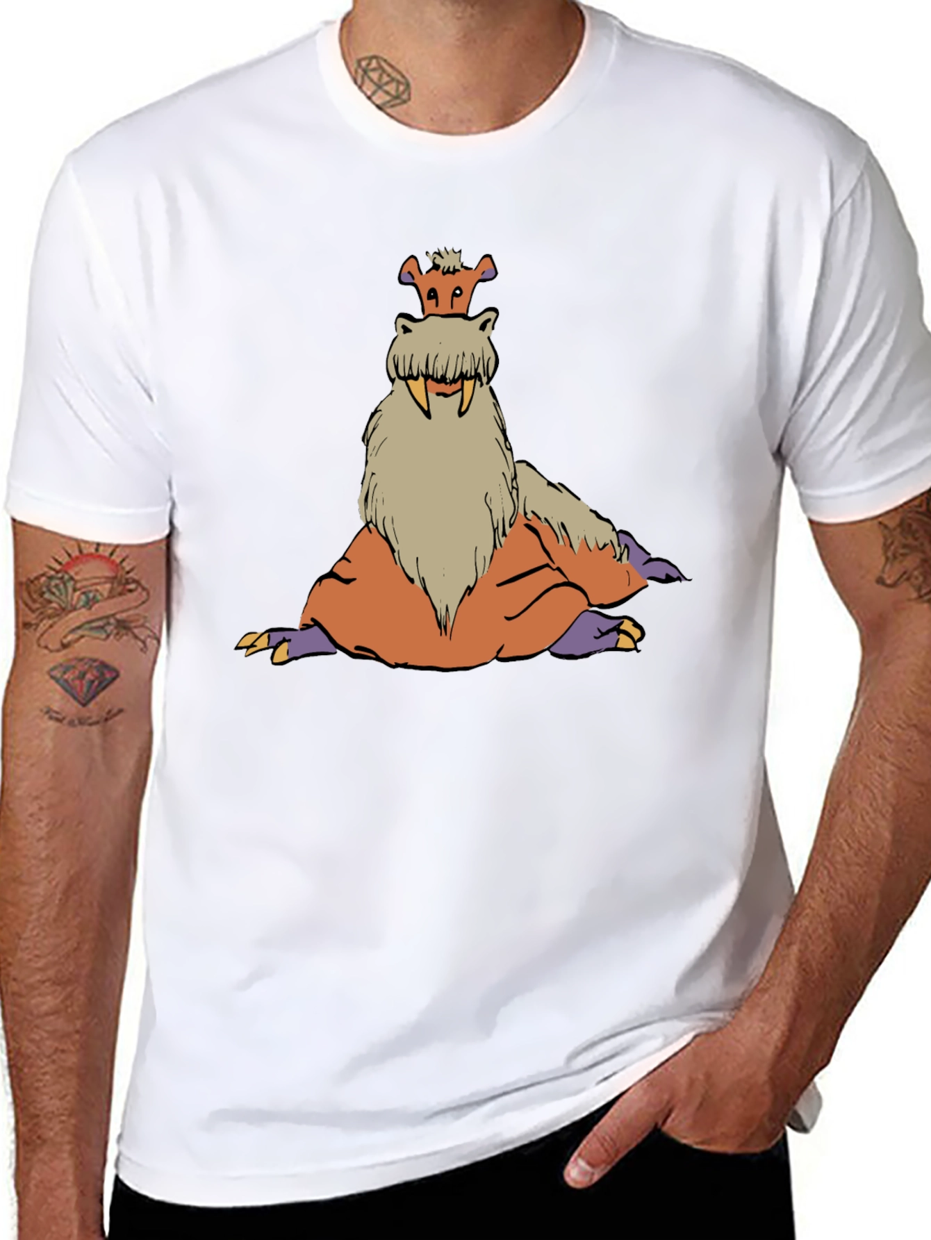 Tusked Beast Graphic Tee - Black Cotton T-Shirt