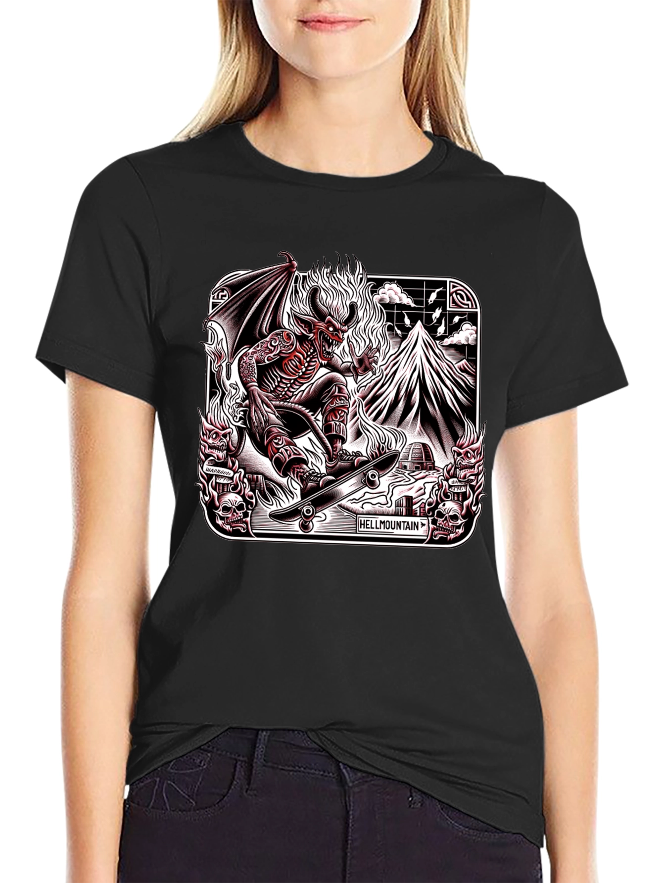 Hellmountain T-Shirt Devil Skateboarding Design