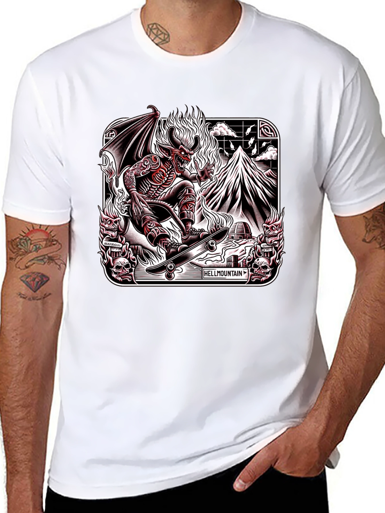 Hellmountain T-Shirt Devil Skateboarding Design
