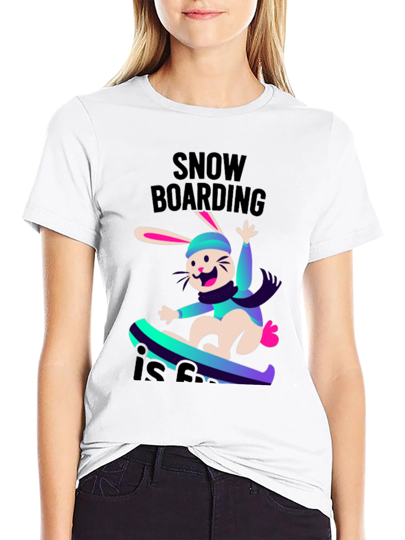 Snowboarding Bunny T-Shirt - Fun Winter Sports Tee