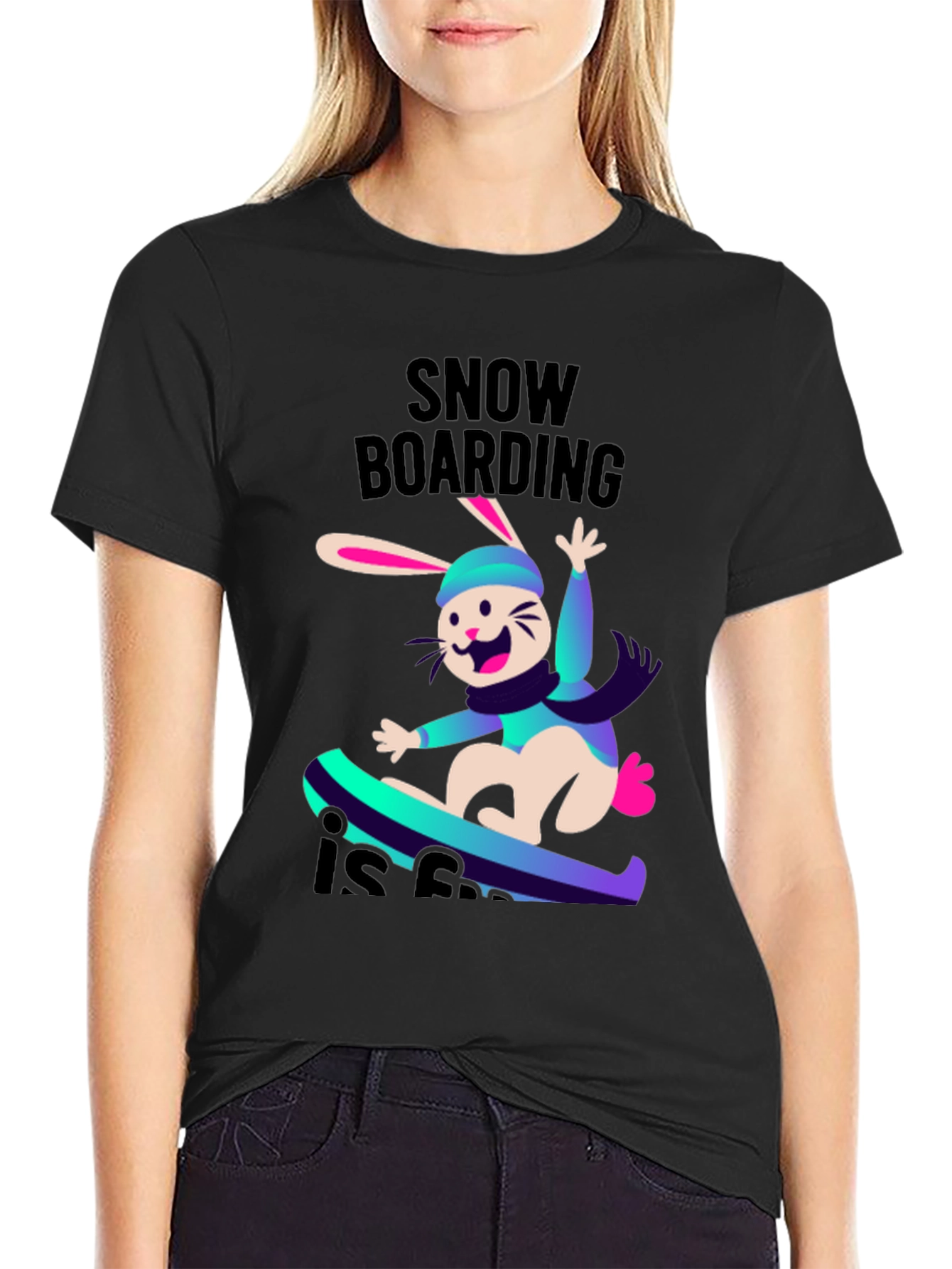 Snowboarding Bunny T-Shirt - Fun Winter Sports Tee