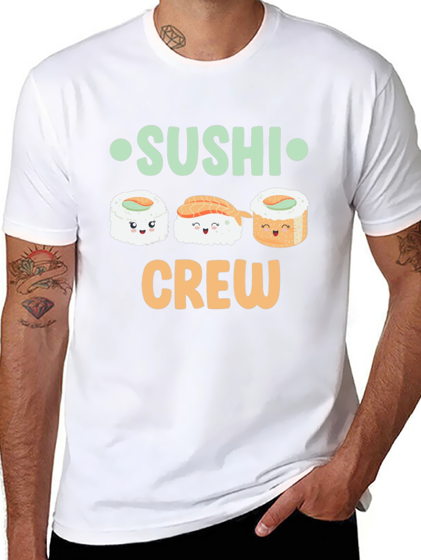 Sushi Crew Cute Graphic Tee - Unisex Black T-Shirt