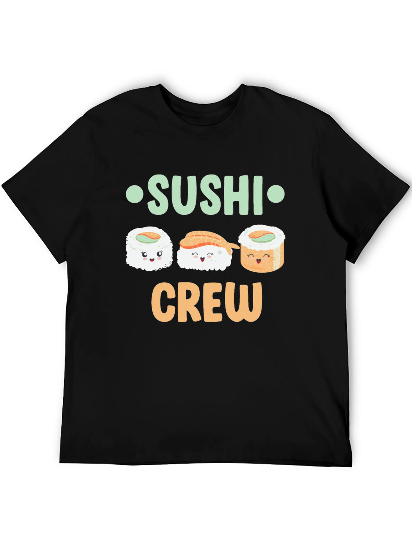 Sushi Crew Cute Graphic Tee - Unisex Black T-Shirt