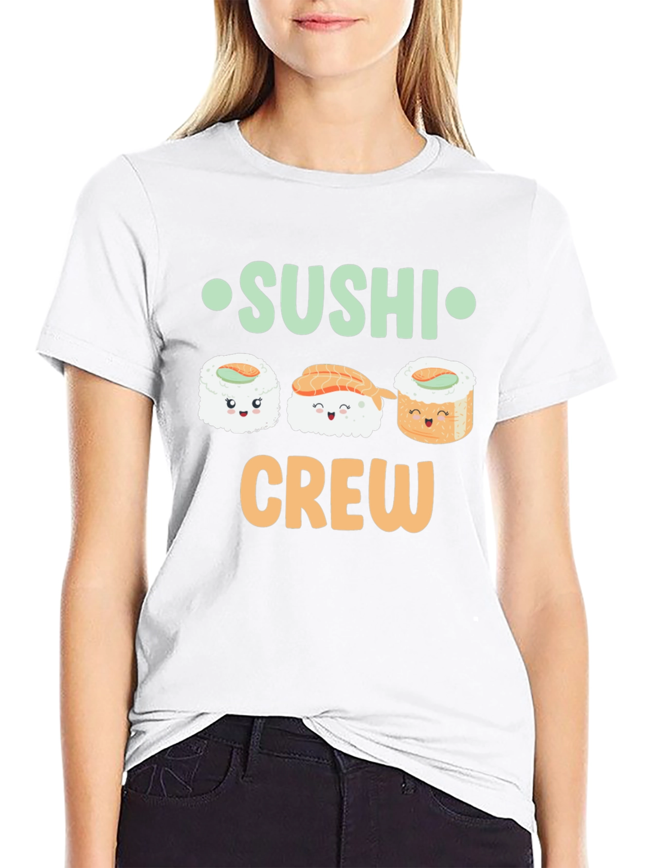 Sushi Crew Cute Graphic Tee - Unisex Black T-Shirt