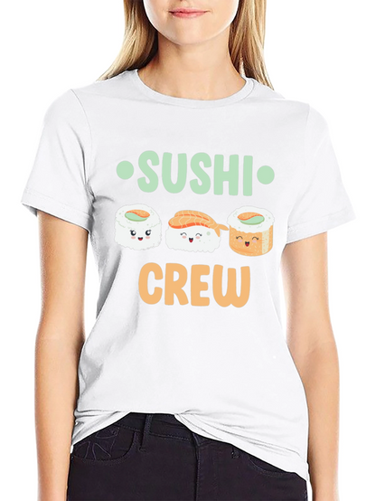 Sushi Crew Cute Graphic Tee - Unisex Black T-Shirt
