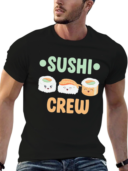Sushi Crew Cute Graphic Tee - Unisex Black T-Shirt