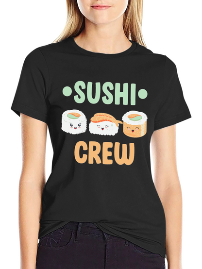 Sushi Crew Cute Graphic Tee - Unisex Black T-Shirt